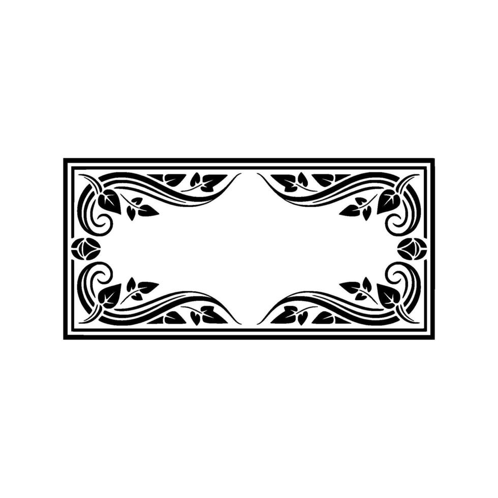 Elegant Black Floral Frame, Vintage - Art nouveau - Ornament vector