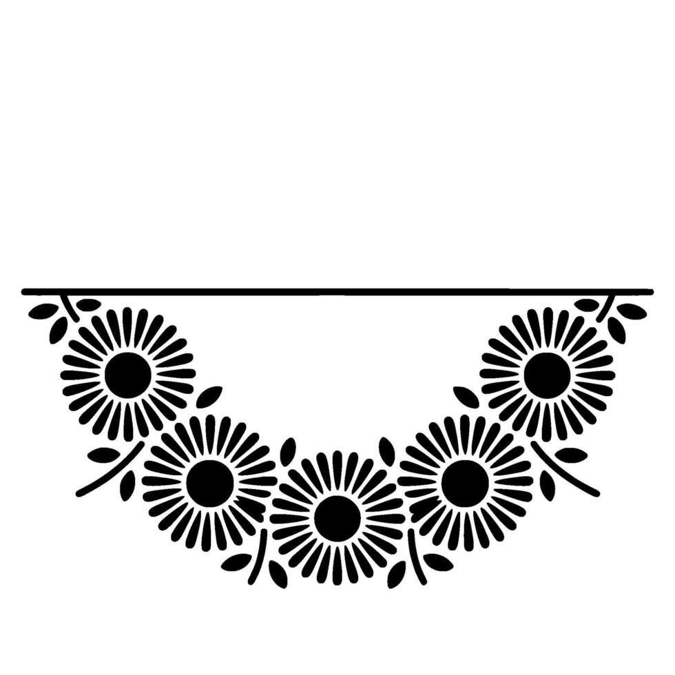 Stylized Floral Garland, Minimalist - Decorative - Lineart vector