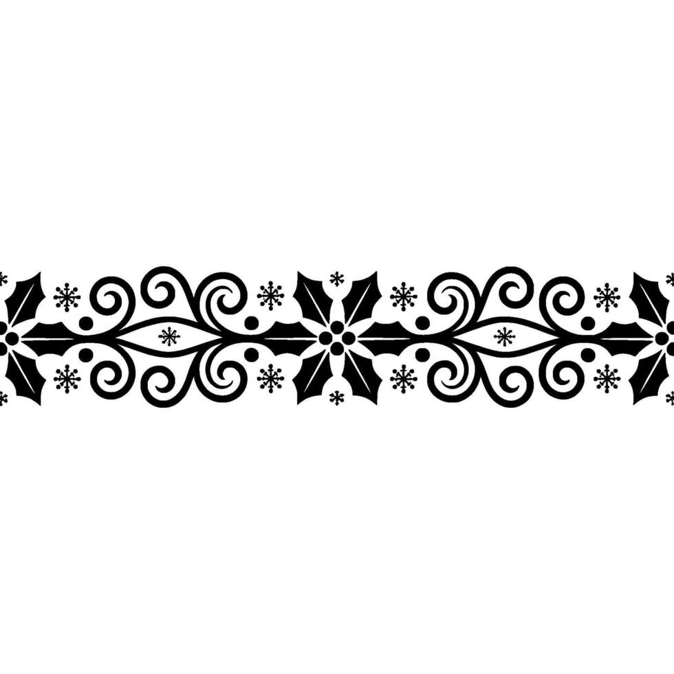 Elegant Winter Border Holly Swirls Decorative Element vector