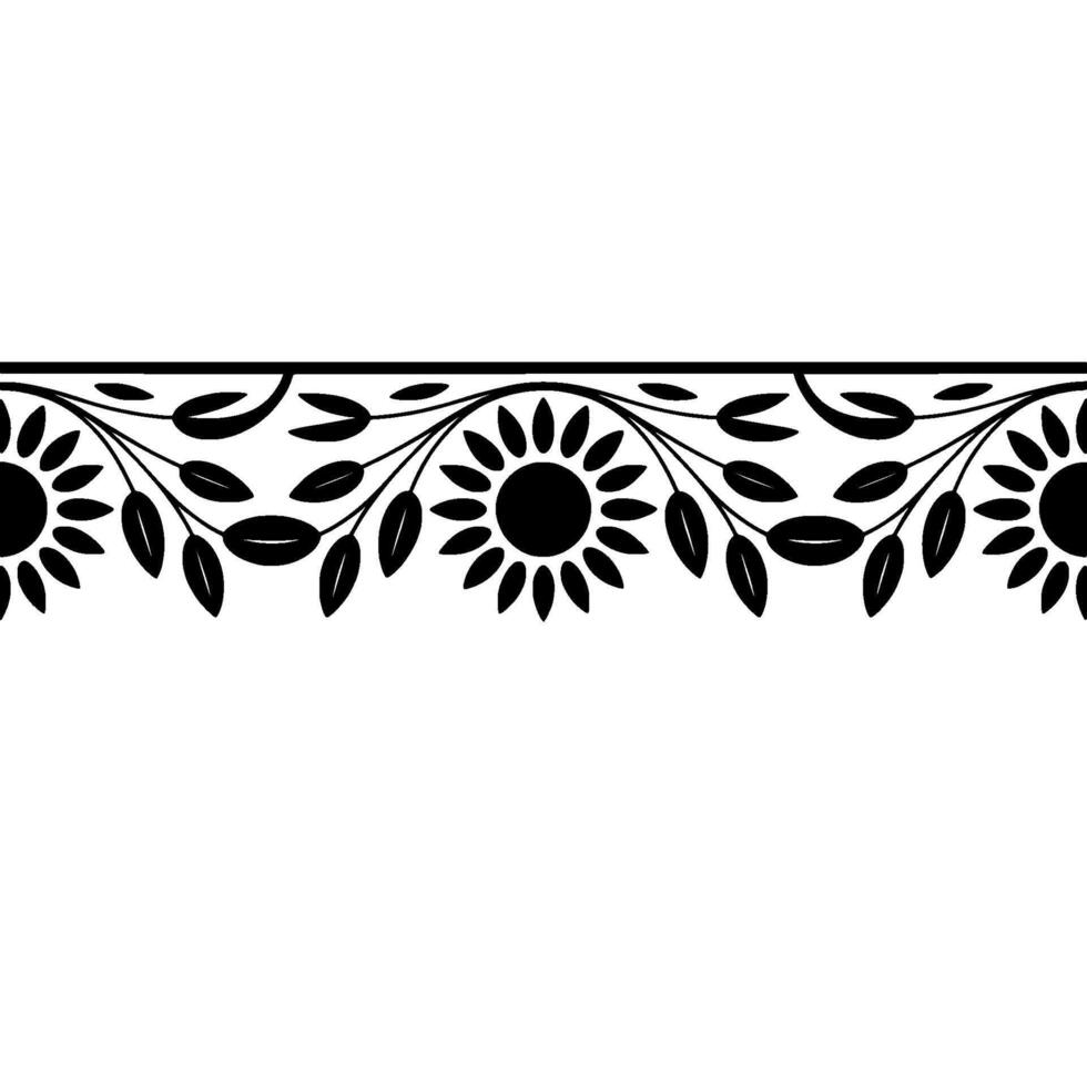 Stylized Sunflower Border, Vintage, Minimalist Illustration, Floral vector