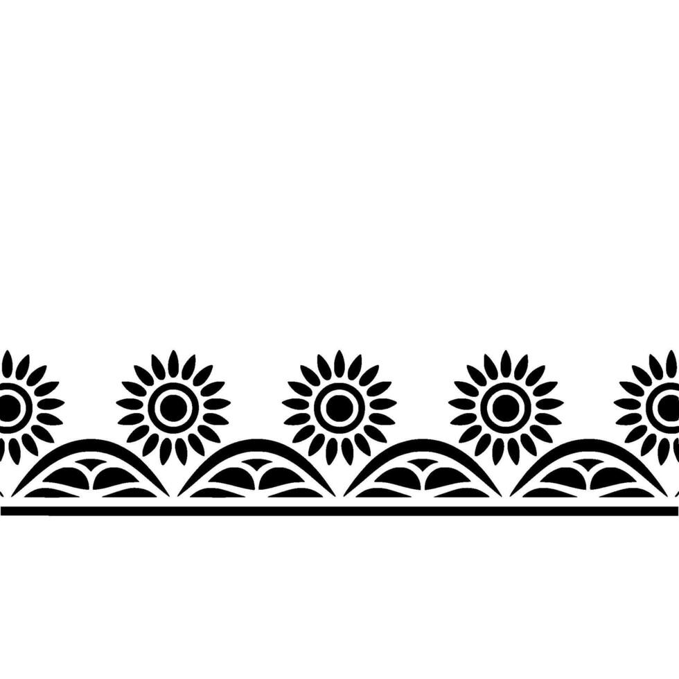 Stylized Sunflower Border, Minimalist, Geometric Pattern vector