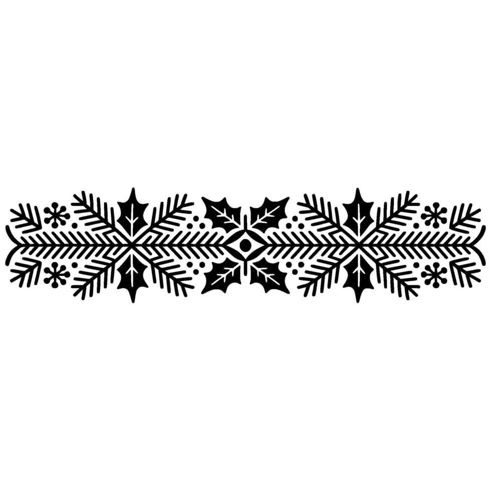 Elegant Winter Border Stylized Snowflakes Holly vector
