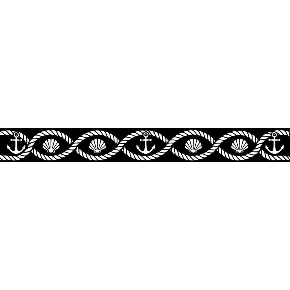 Nautical Border Anchor, Rope, and Seashell Motif - Marine vector