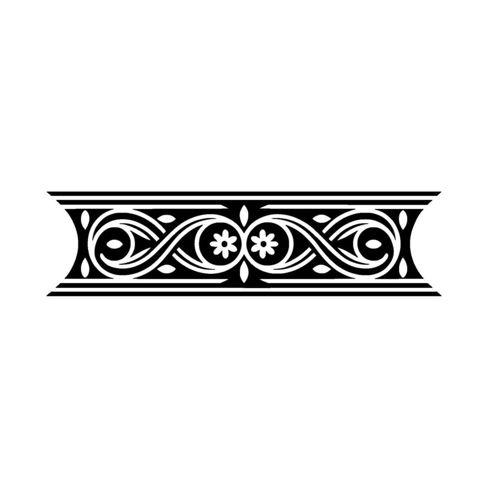 Intricate Black and White Decorative Border, Vintage Style, Floral vector