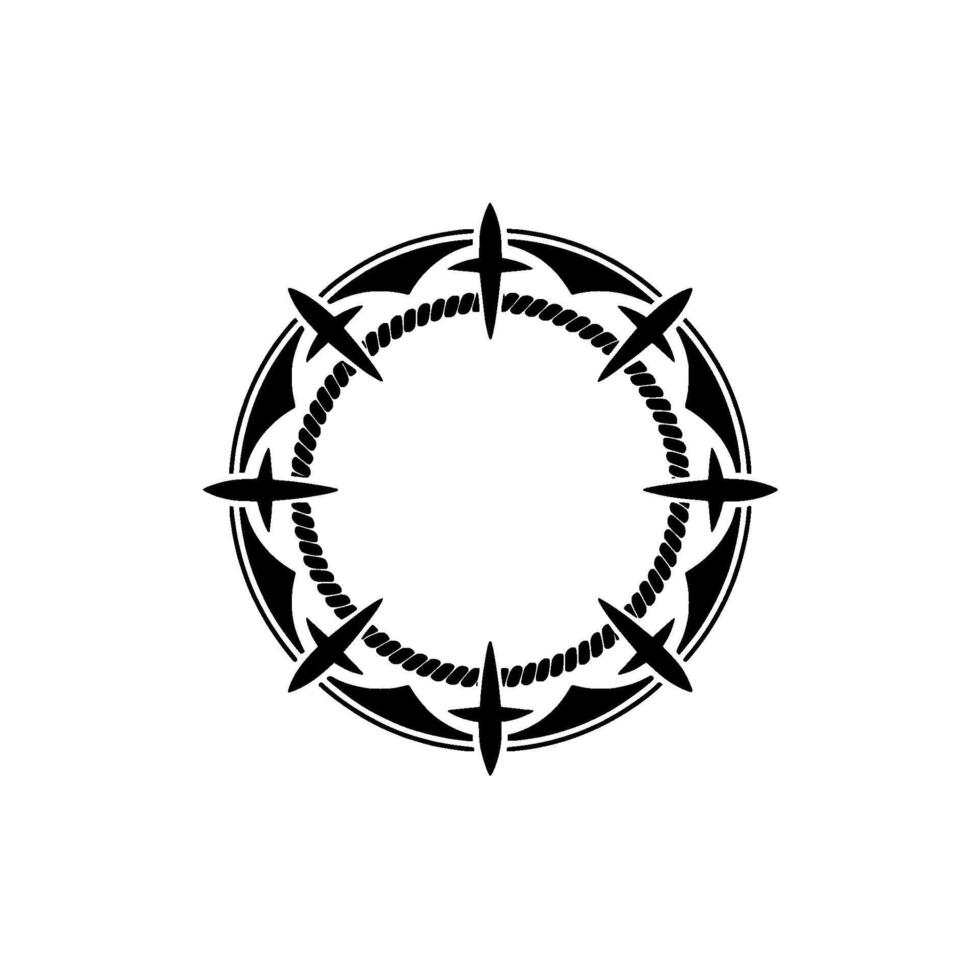 Intricate Tribal Compass, Black White vector