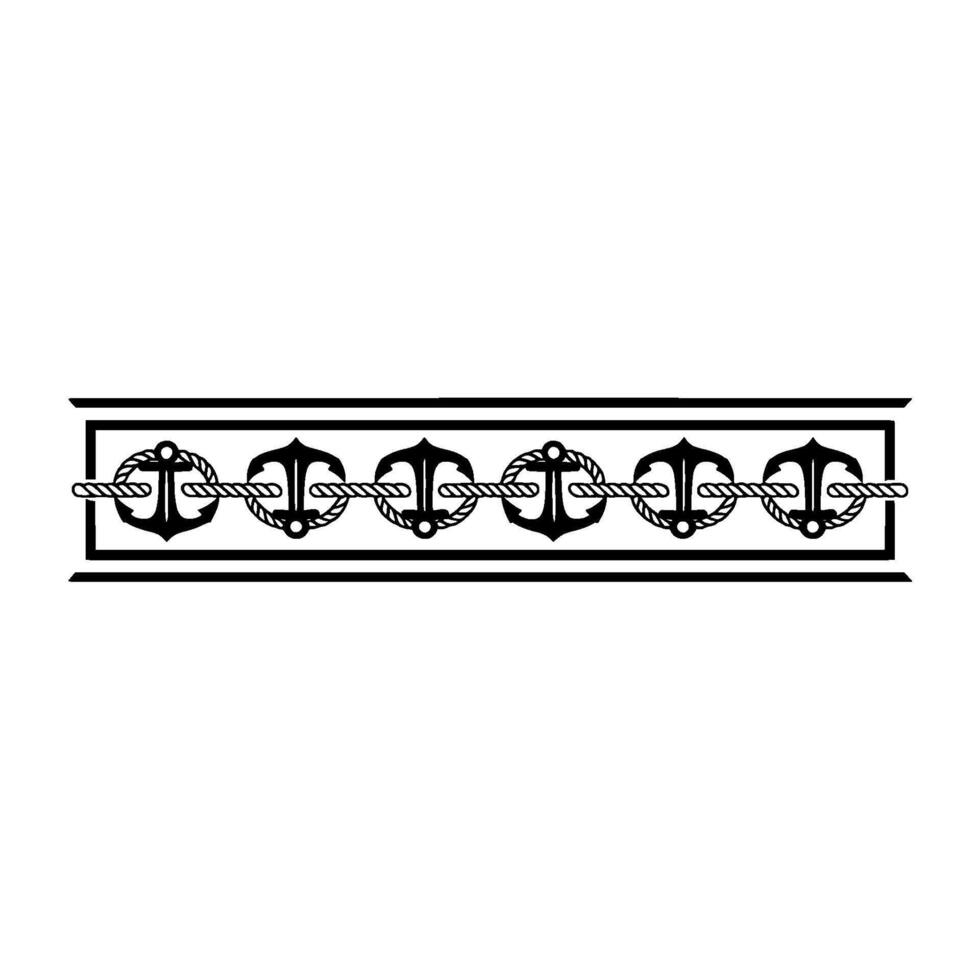 Nautical Border Anchor Rope Detail vector