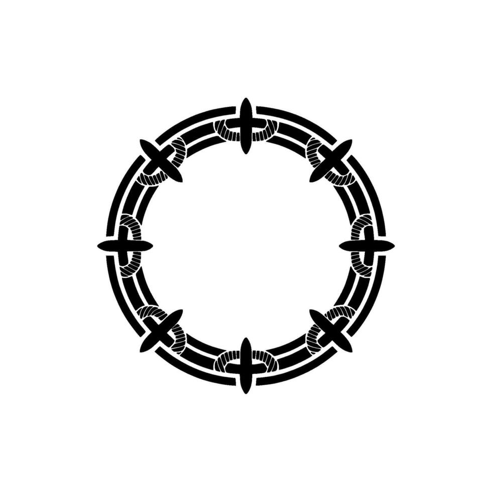 Intricate Japanese Circle Frame, Minimalist, Symbolic Ornamentation vector