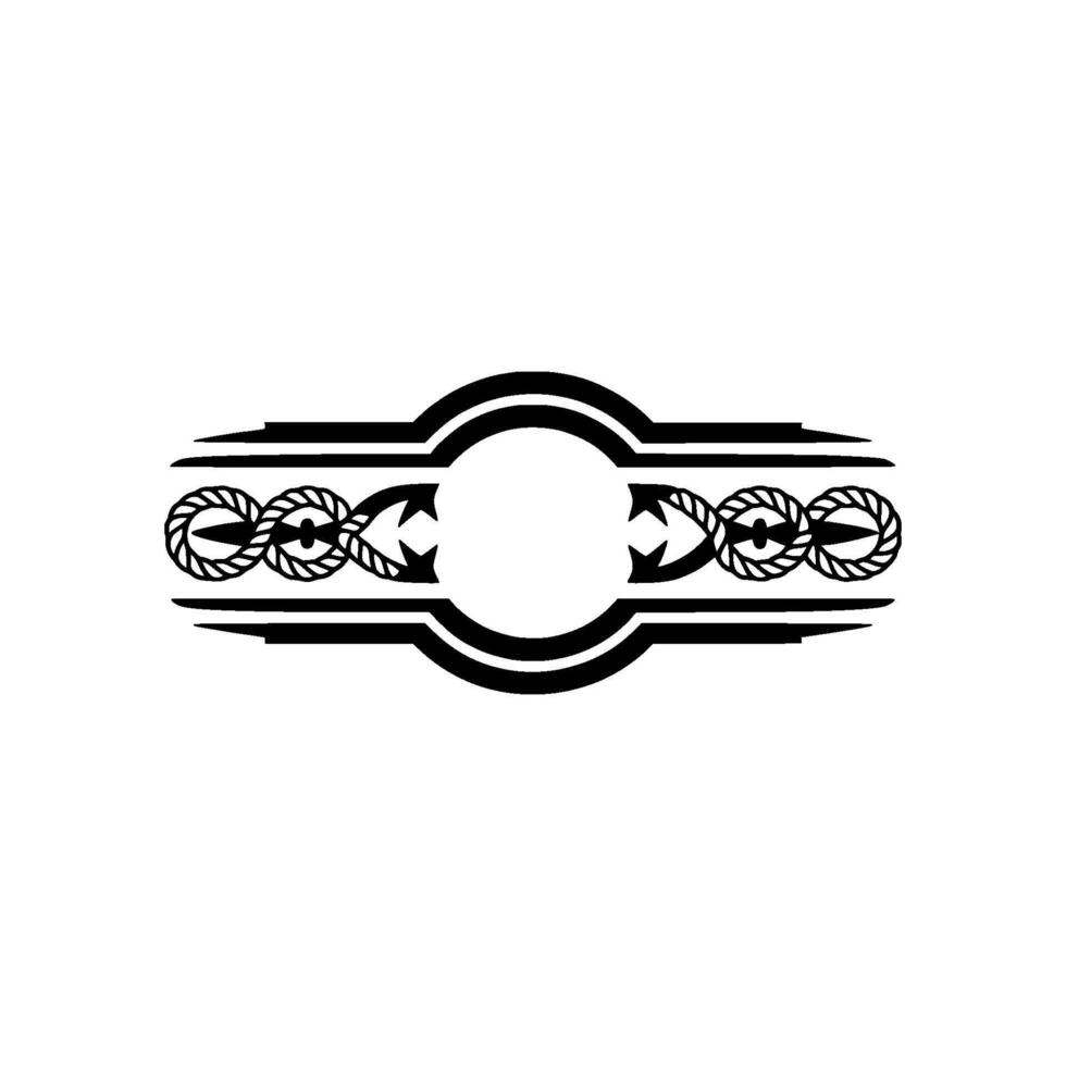 Nautical Emblem Anchor Rope Border, Vintage Style, Retro vector
