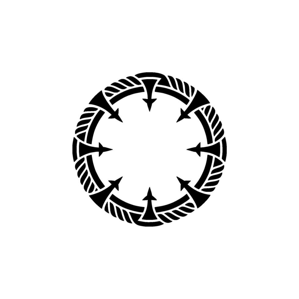 Circular Tribal Emblem, Ancient Symbolism, Minimalist vector