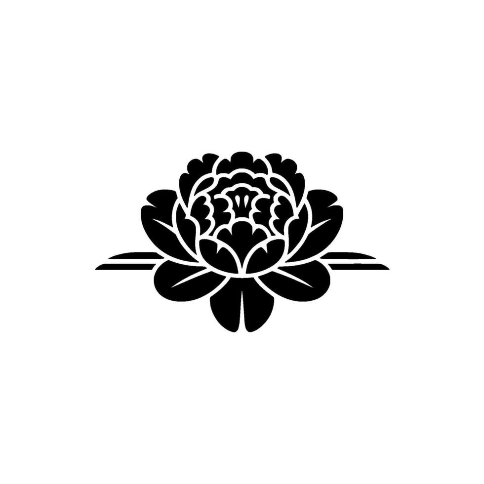 Elegant Black Peony Emblem, Minimalist Floral vector