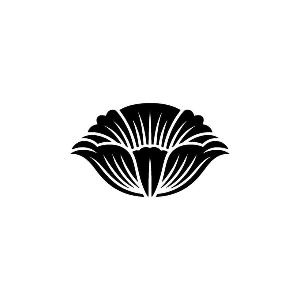 Elegant Black Floral Emblem, Minimalist - Geometric vector