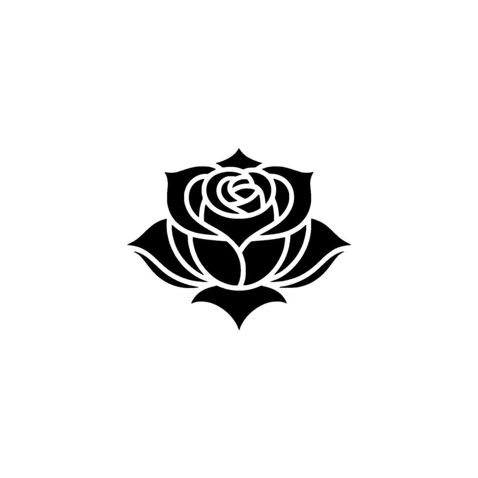 Minimalist Black Rose Emblem, Elegant Floral, Symbol vector