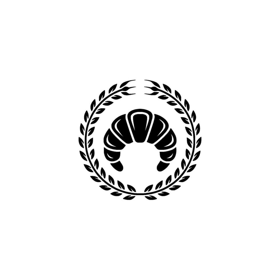 Elegant Croissant Emblem, Vintage Bakery Branding - Laurel vector