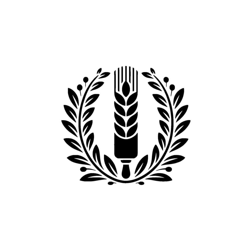 Emblem of Harvest Wheat Laurel Wreath Symbol - Grain vector
