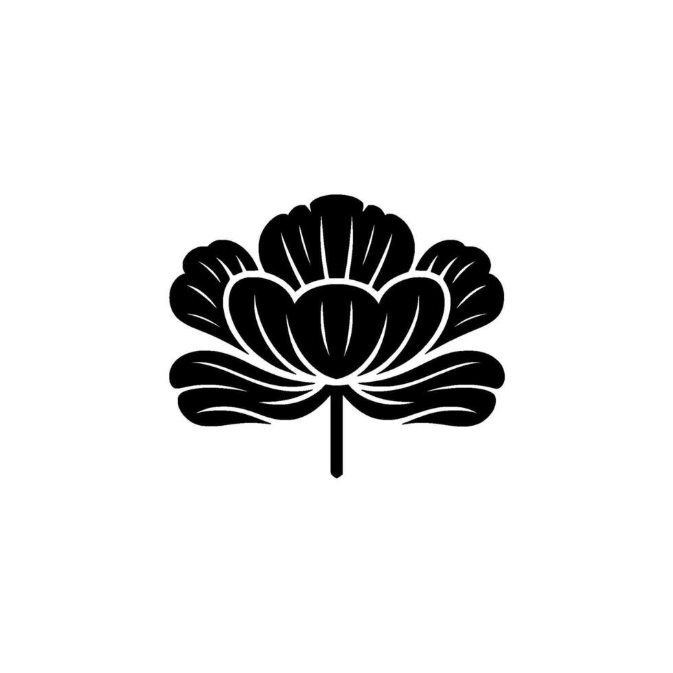 Elegant Black Lotus Silhouette, Minimalist Floral Emblem vector