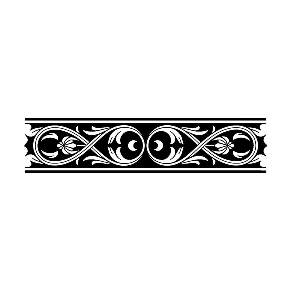 Intricate Black Floral Border, Vintage, Formal vector