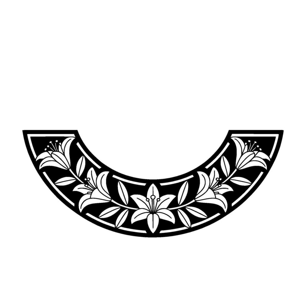 Elegant Lily Motif, Circular, Minimalist Emblem vector