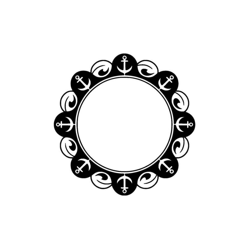 Nautical Anchor Frame, Circular Motif, Maritime Symbolism vector