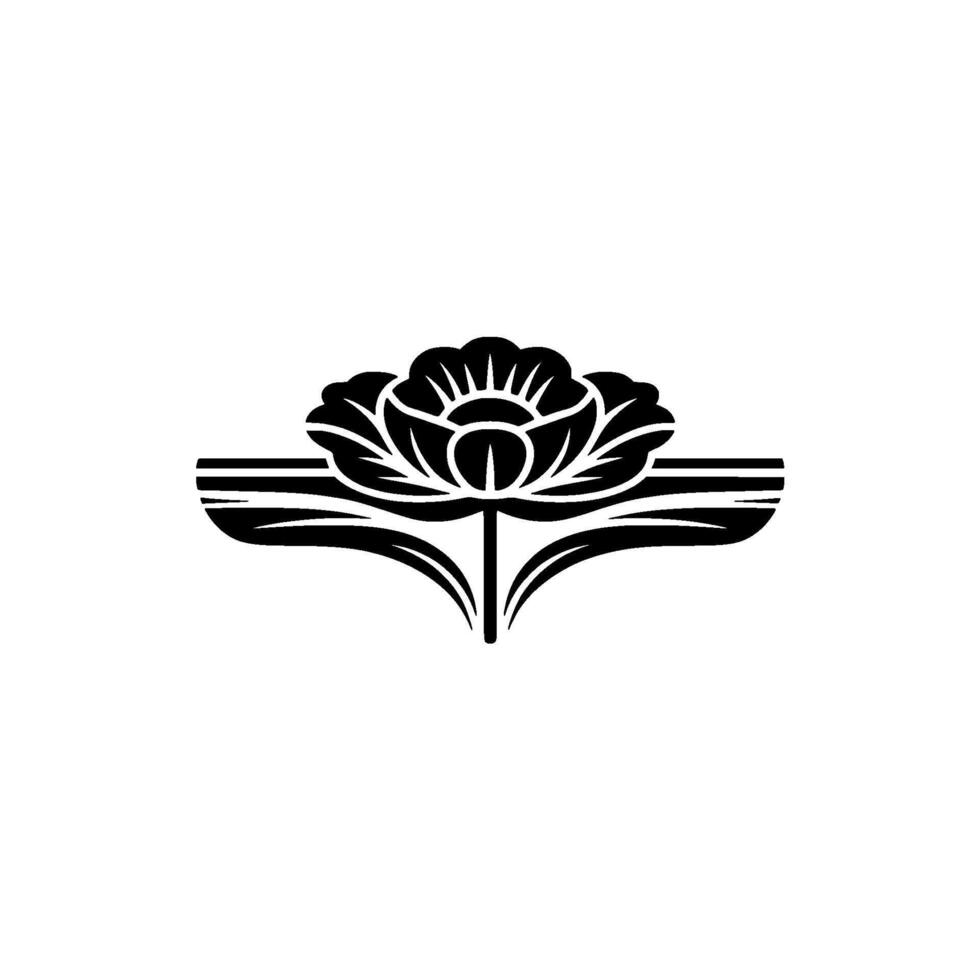 Elegant Black Lotus Emblem, Minimalist Floral - Stylized vector