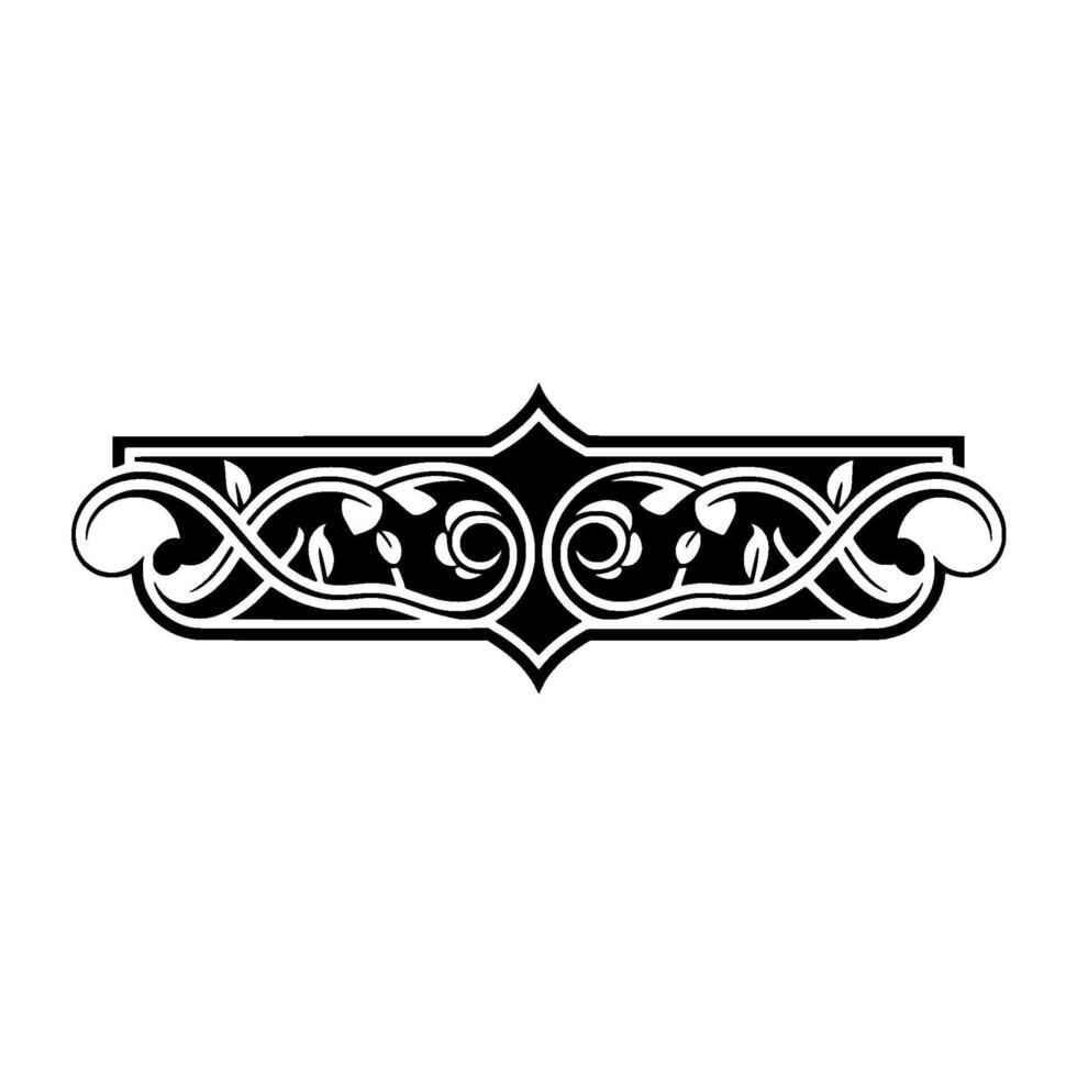 Intricate Black Floral Border, Vintage Elegance - Scrollwork vector