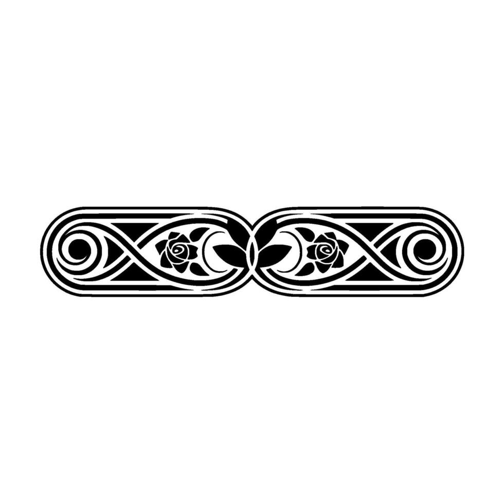 Elegant Black Floral Ornament, Vintage Border, Symmetrical vector