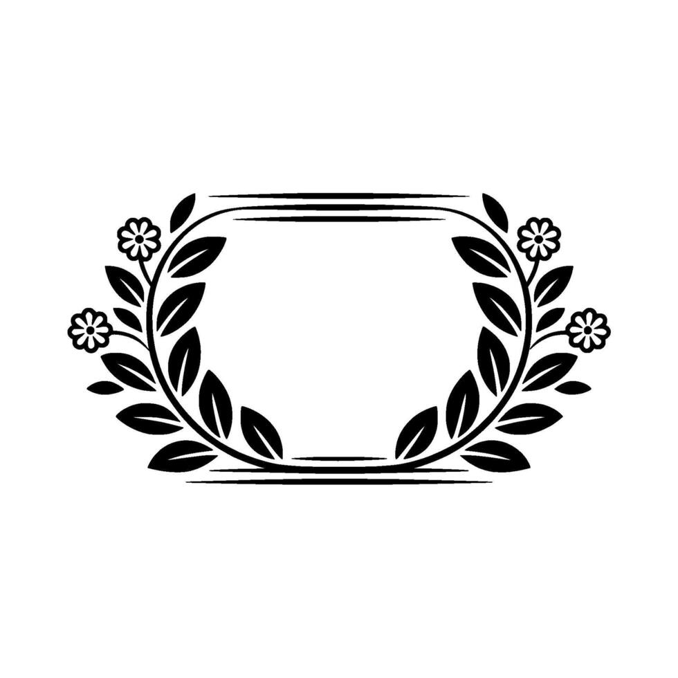 Elegant Floral Frame, Vintage, Minimalist Illustration, Wreath vector