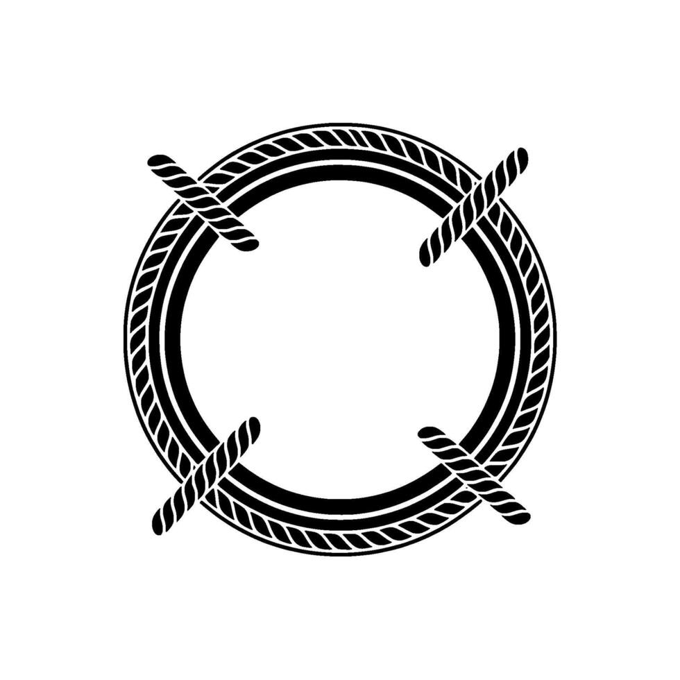 Nautical Circle Emblem, Vintage Style, Maritime, Rope vector