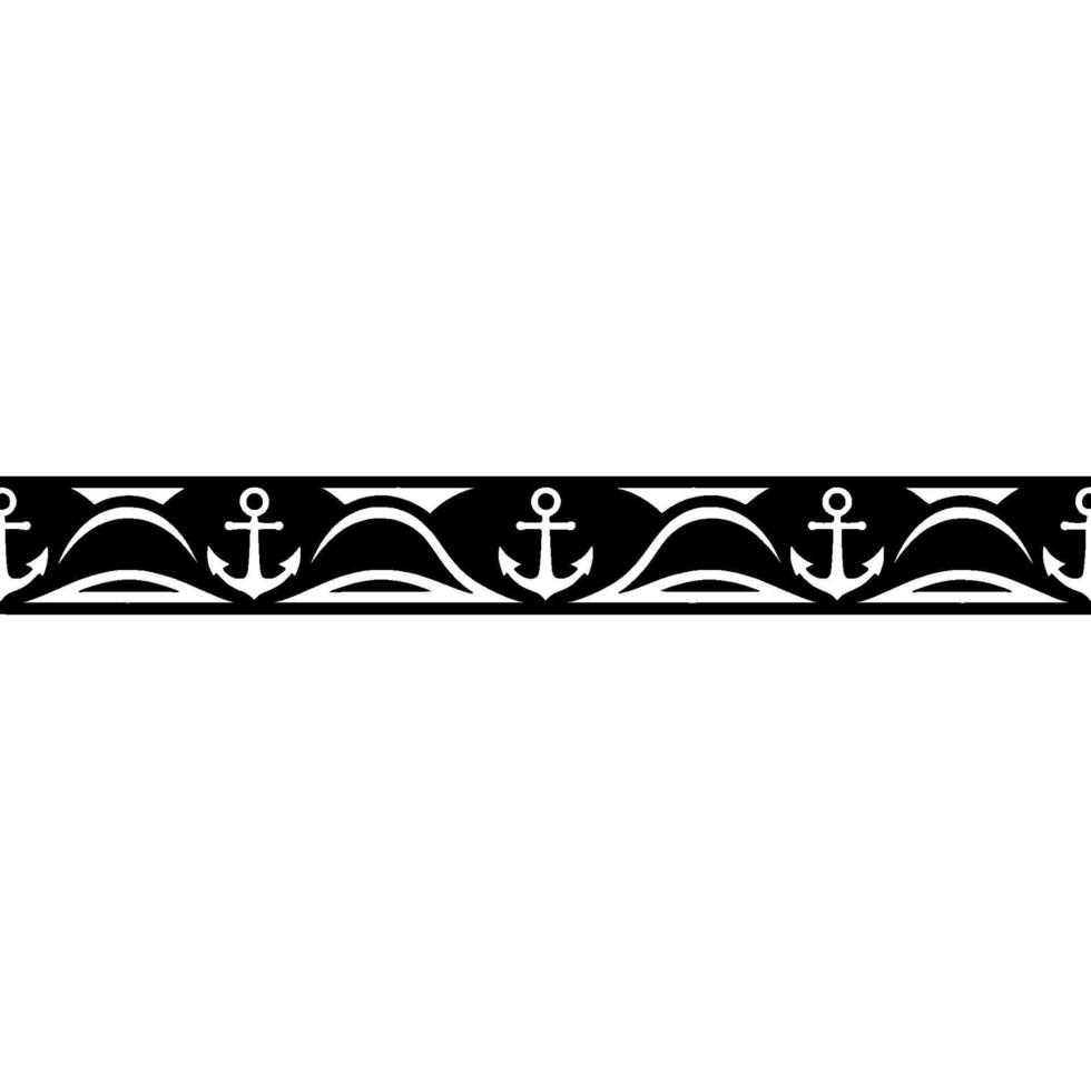 Nautical Border Classic Anchor Motif, Vintage Style, Decorative vector