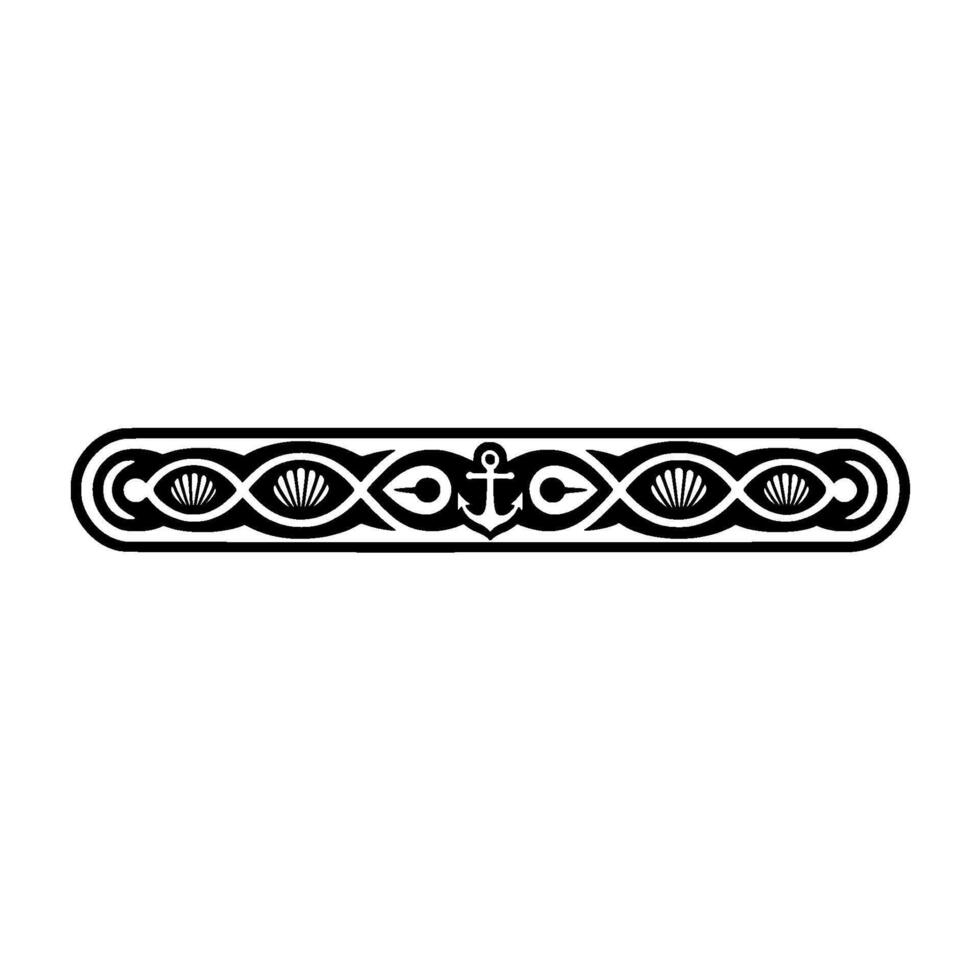 Nautical Border Shells Anchor Decorative Element vector