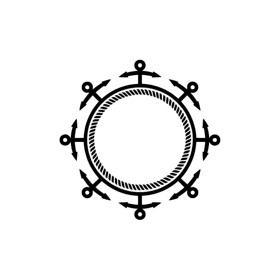 Nautical Anchor Frame, Minimalist, Circular Emblem vector