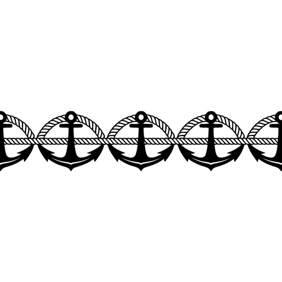 Nautical Border Anchors and Rope Classic Maritime Motif vector