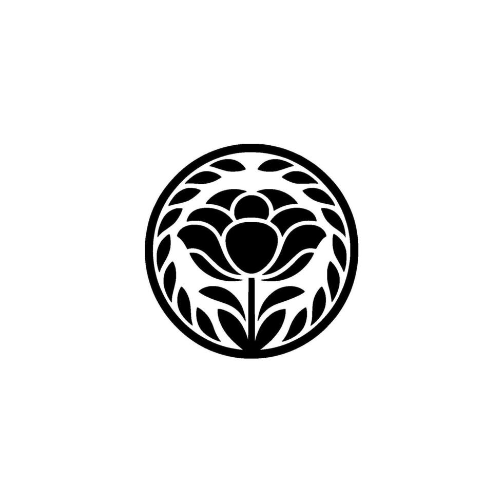Geometric Blossom Emblem, Japanese Inspired vector