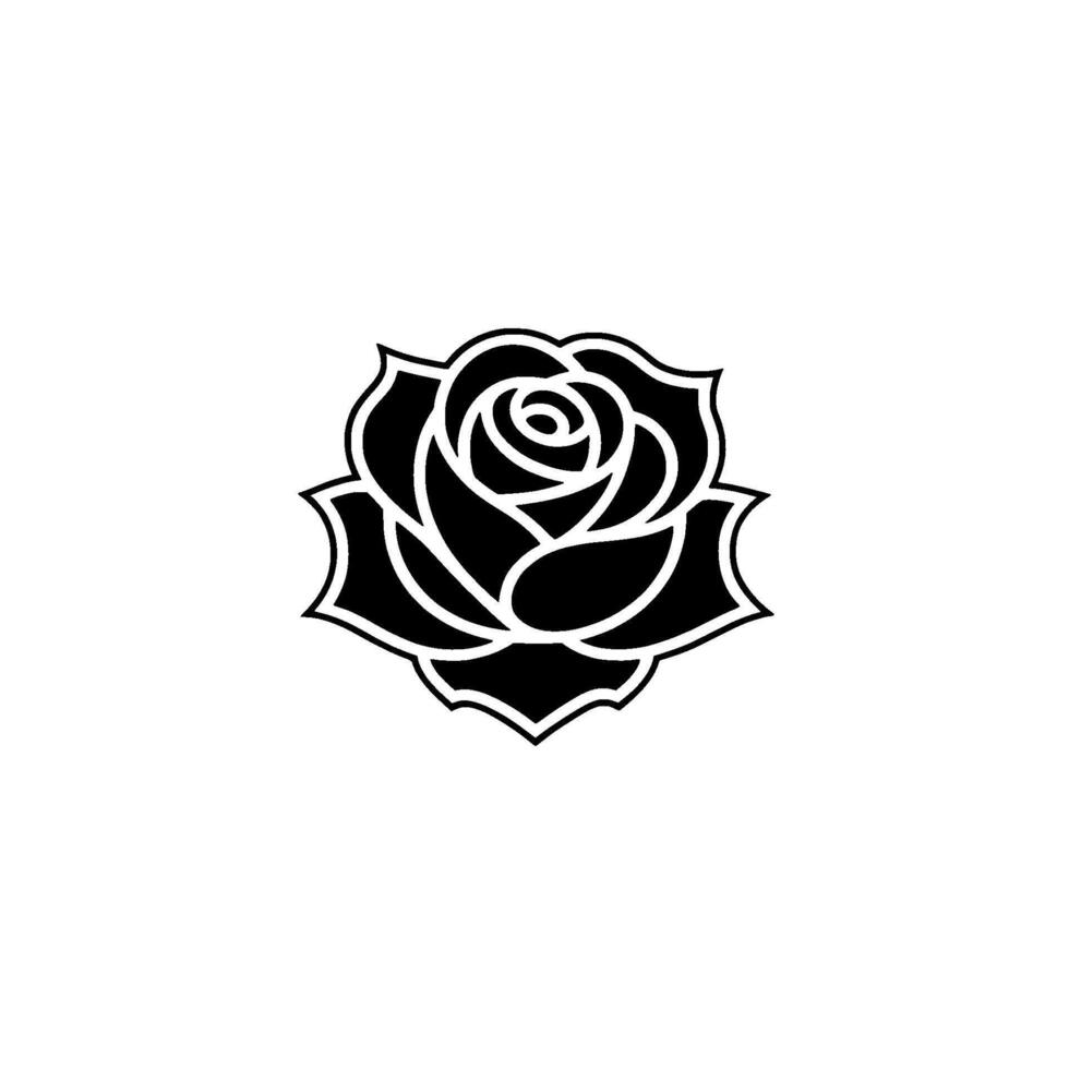 Elegant Black Rose Emblem, Minimalist Floral, Monochrome vector