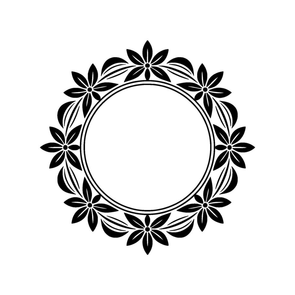 Elegant Floral Wreath, Minimalist, Circular Frame, Decorative vector