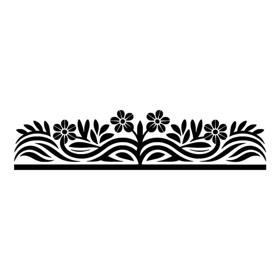 Elegant Floral Border, Vintage, Decorative Element, - Lineart, Swirls vector