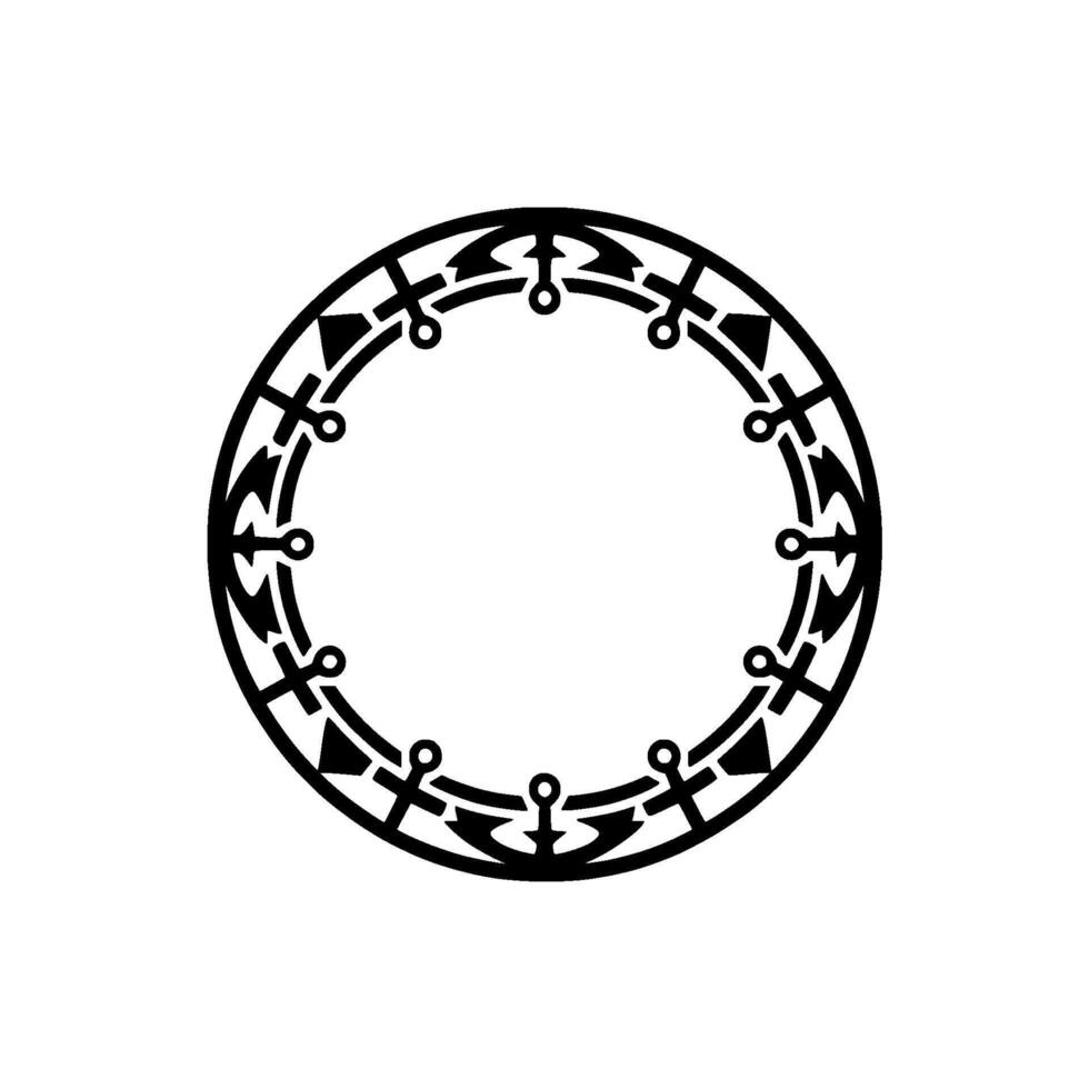 Geometric Rune Circle, Mystical Border, Ancient Symbolism vector