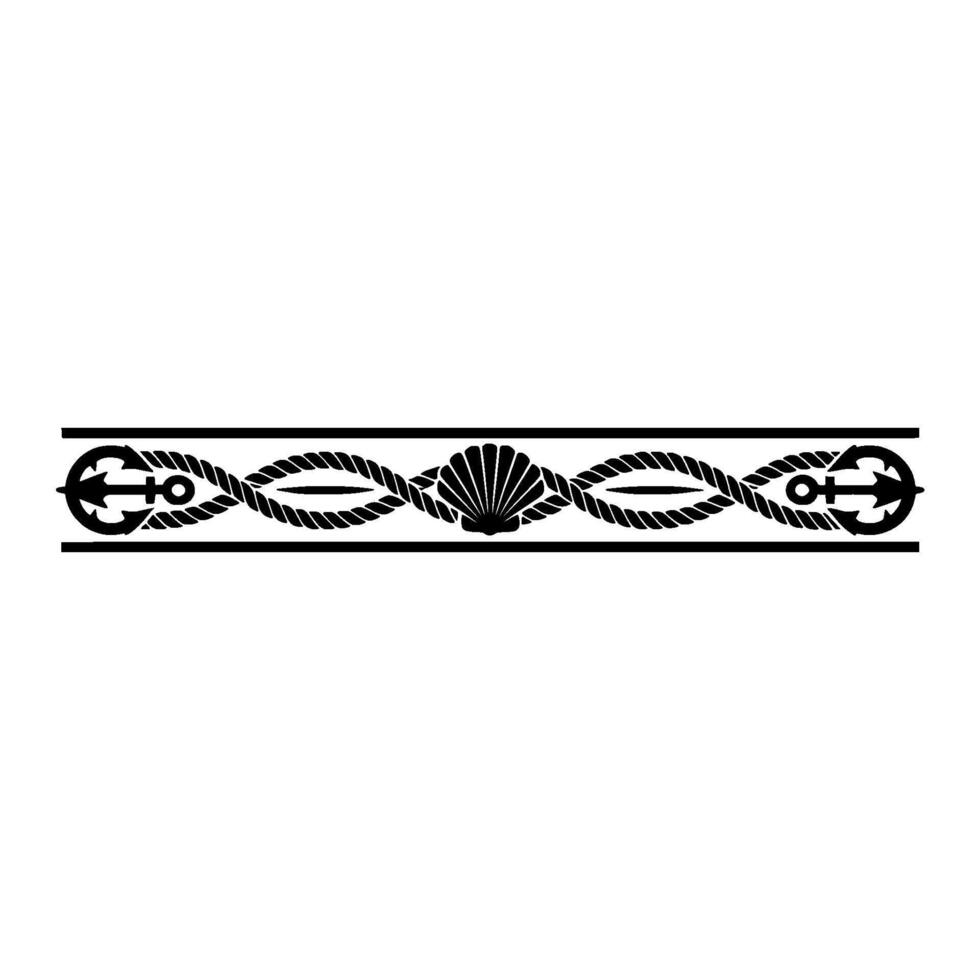 Nautical Border Anchor, Shell, and Rope Decorative Element vector