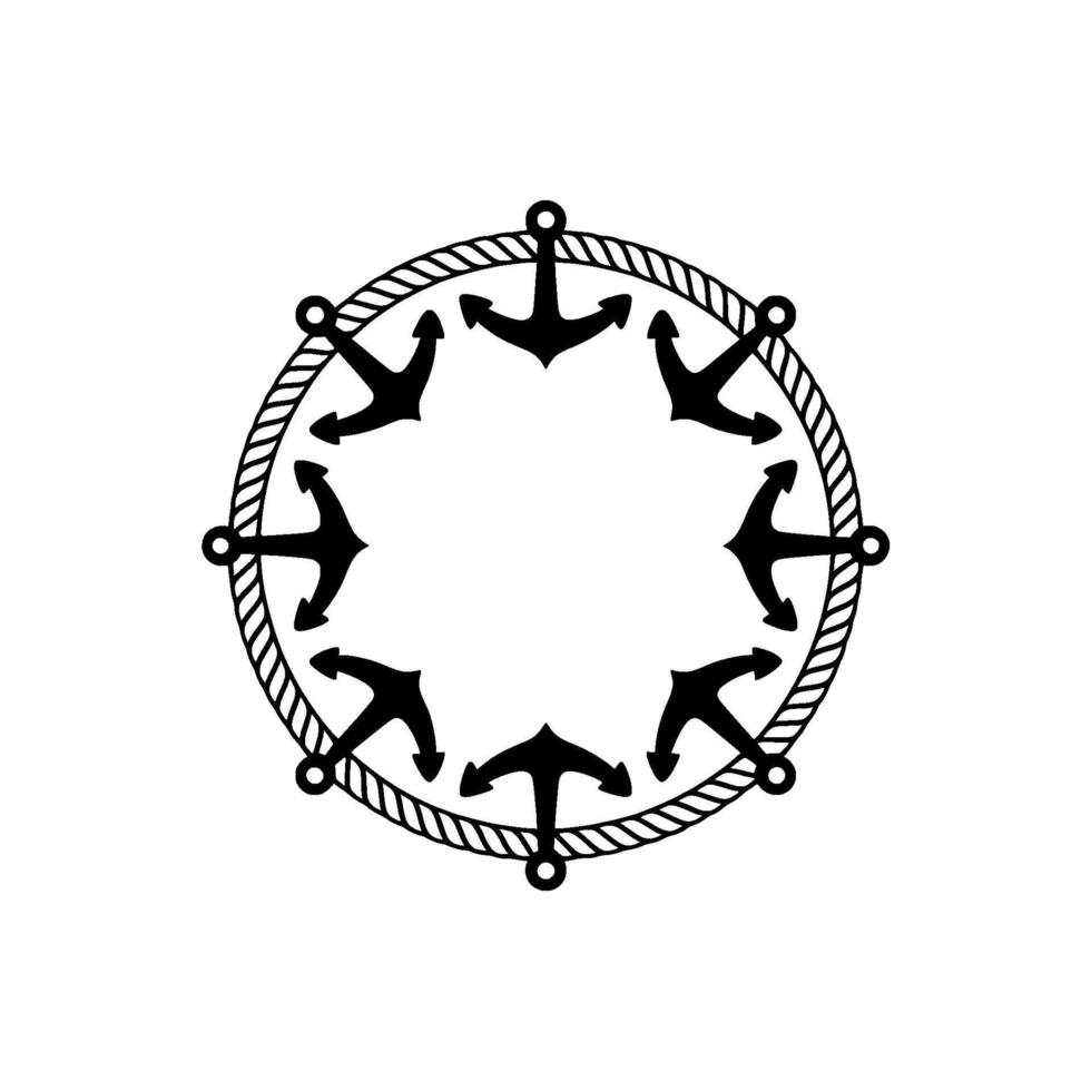 Nautical Anchor Frame, Vintage Maritime, Blackwork vector