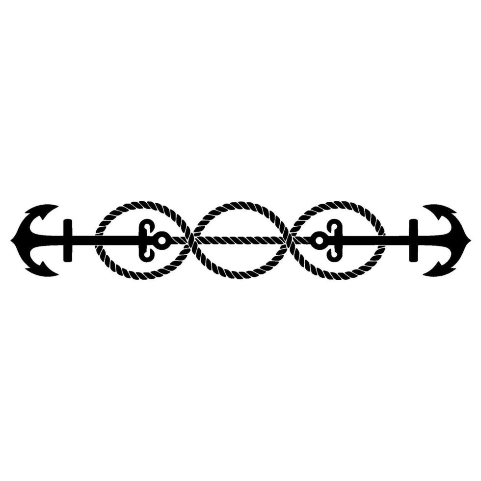 Nautical Anchor Rope Border, Vintage Style, Marine vector