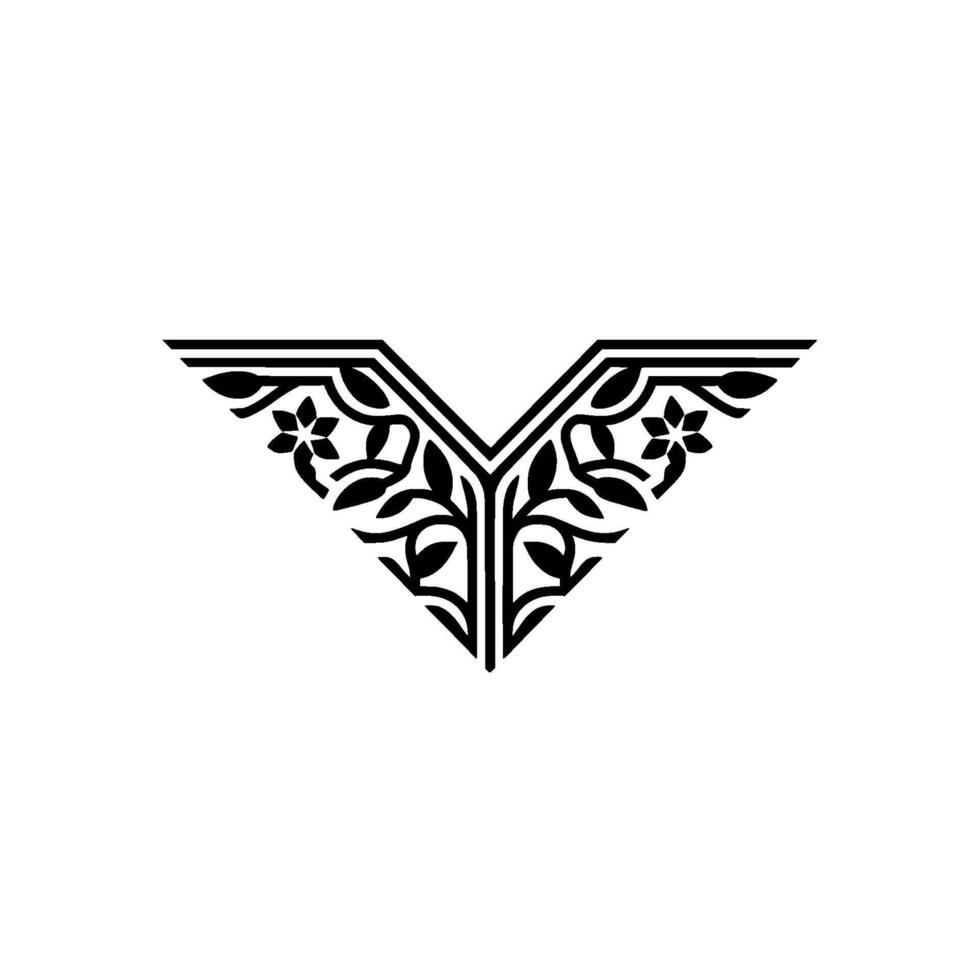 Intricate Black Floral Triangle Emblem vector