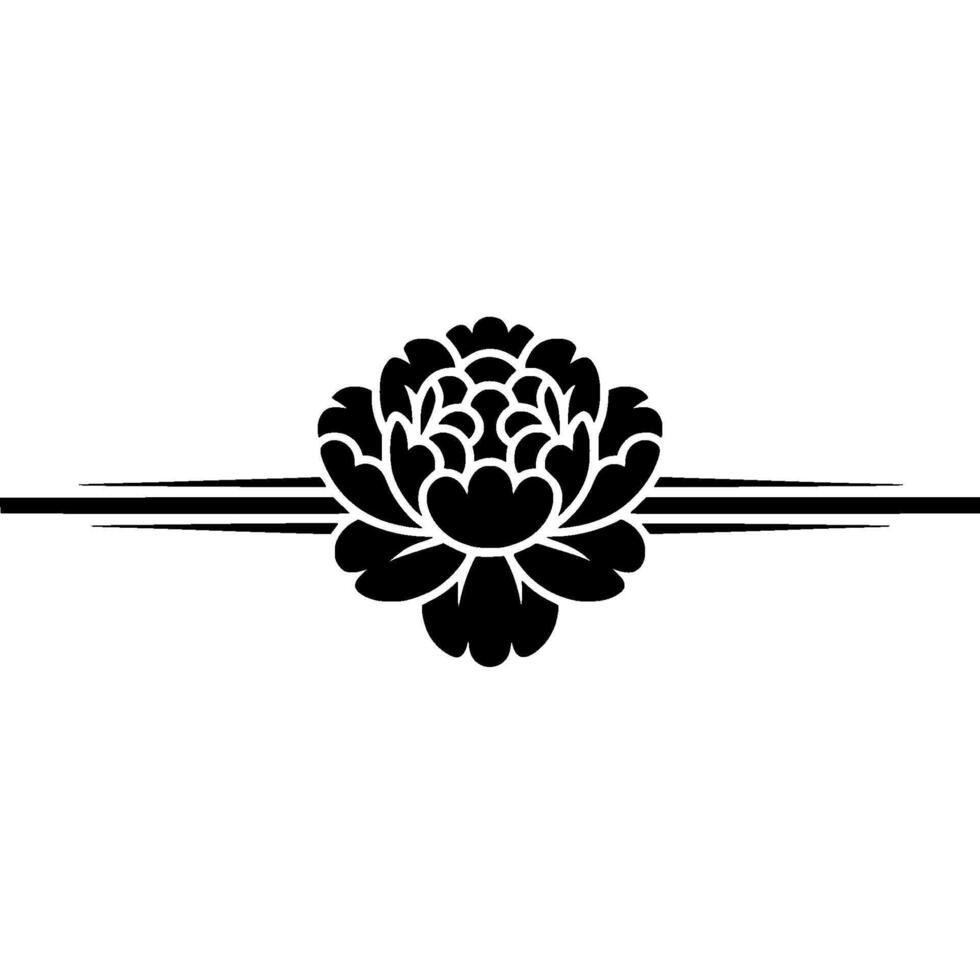Elegant Floral Divider, Vintage, Decorative Element, Peony vector