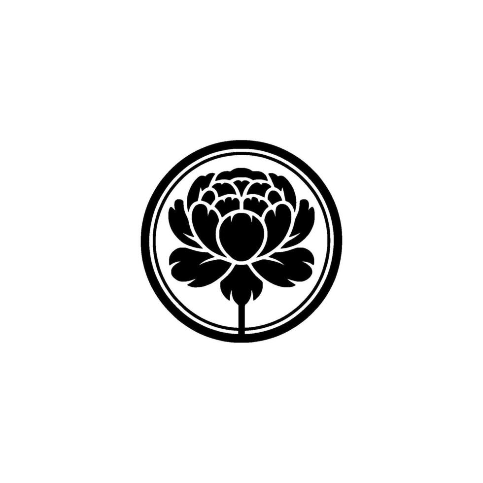 Elegant Black Poppy Emblem, Minimalist Japanese vector