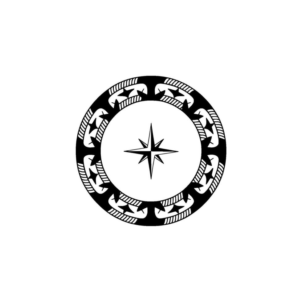Stylized Compass Rose, Minimalist Navigation Symbol vector