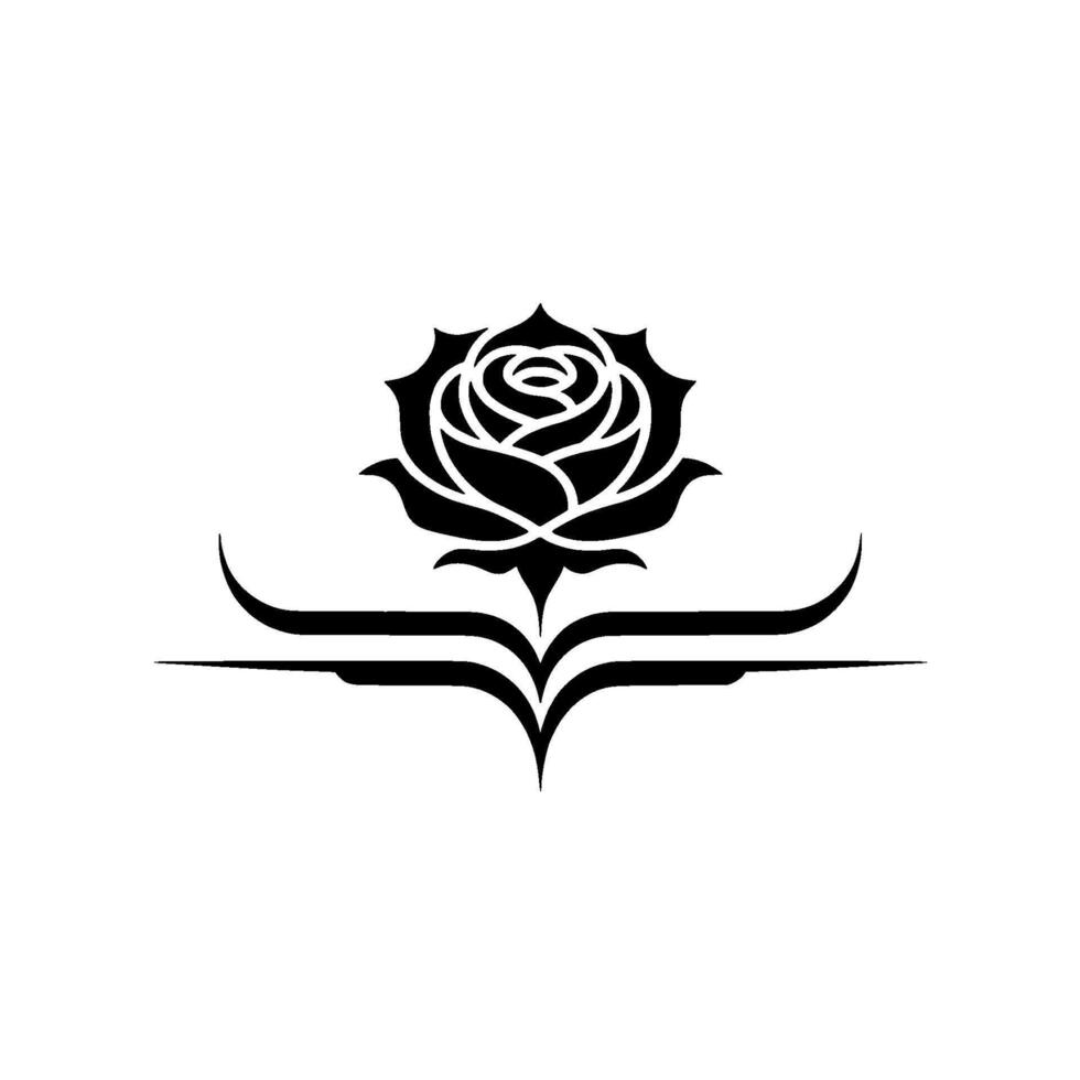 Elegant Black Rose Emblem, Tribal Style vector