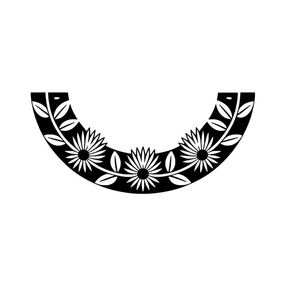Stylized Floral Arch, Black White Emblem vector