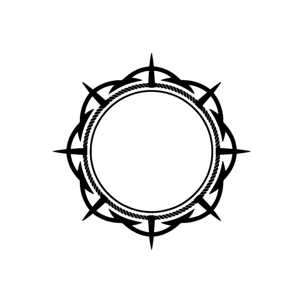Tribal Compass Frame, Minimalist vector