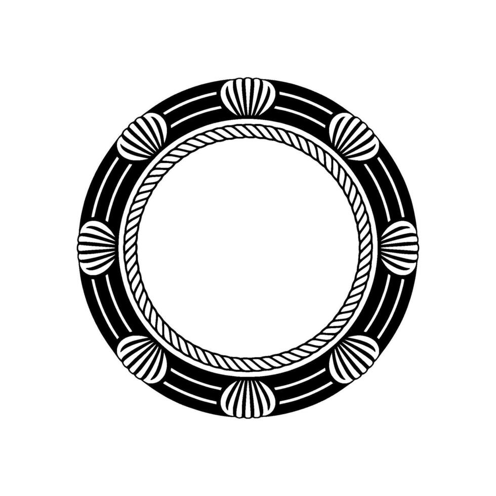 Nautical Circle Emblem, Decorative Border, Vintage Illustration vector