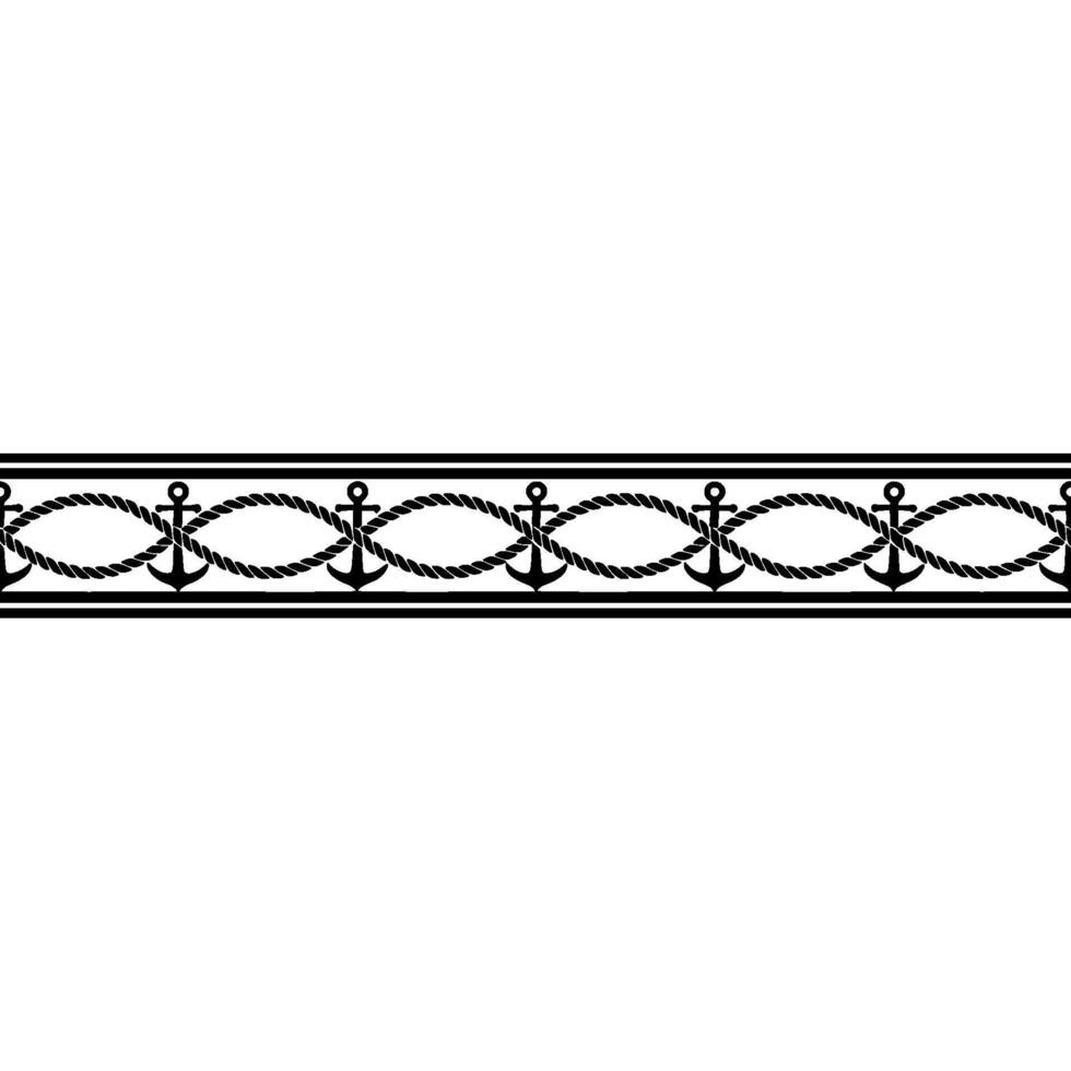 Nautical Border Anchors and Rope Detail - Marine vector