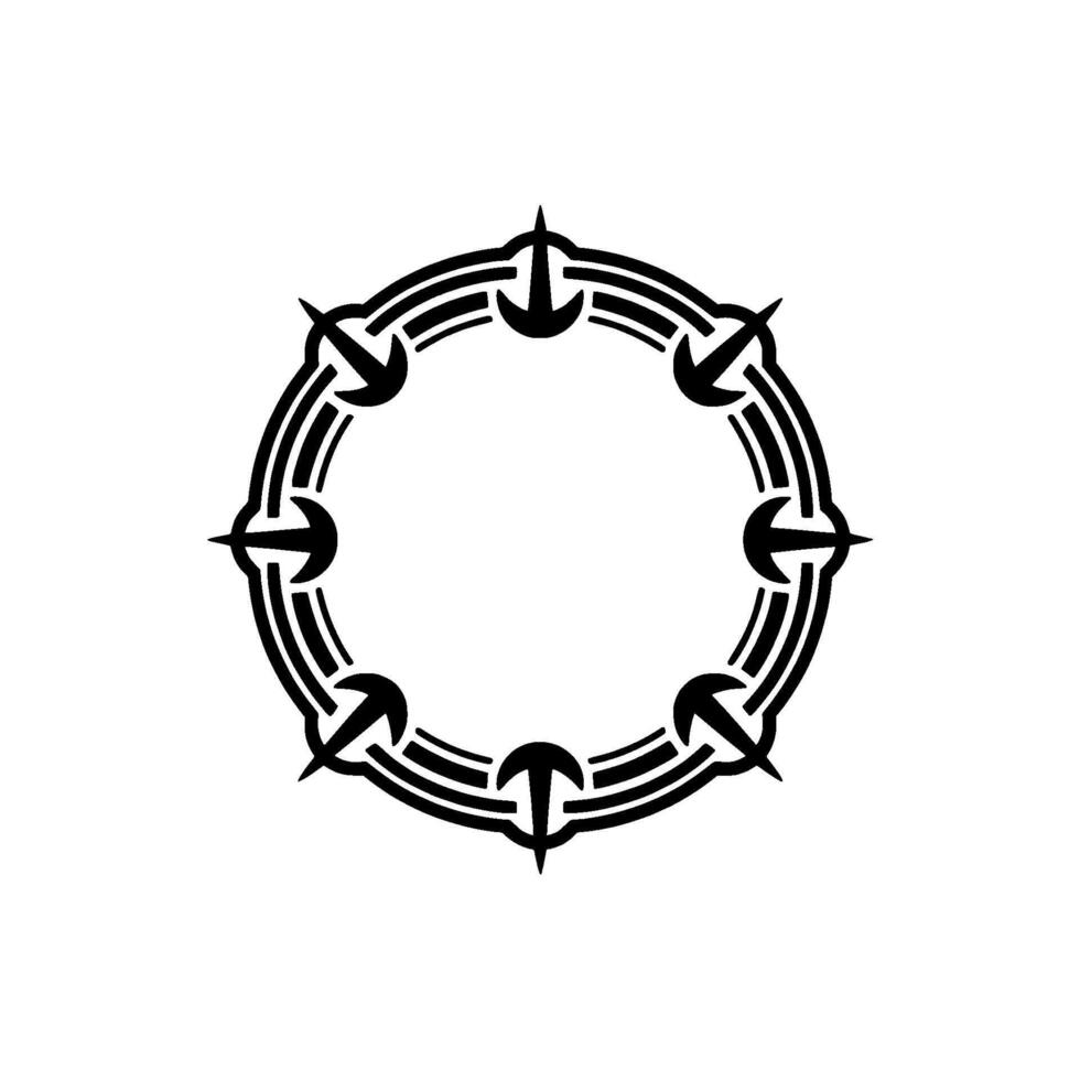 Stylized Nautical Frame, Tribal Ornamentation, Circular vector