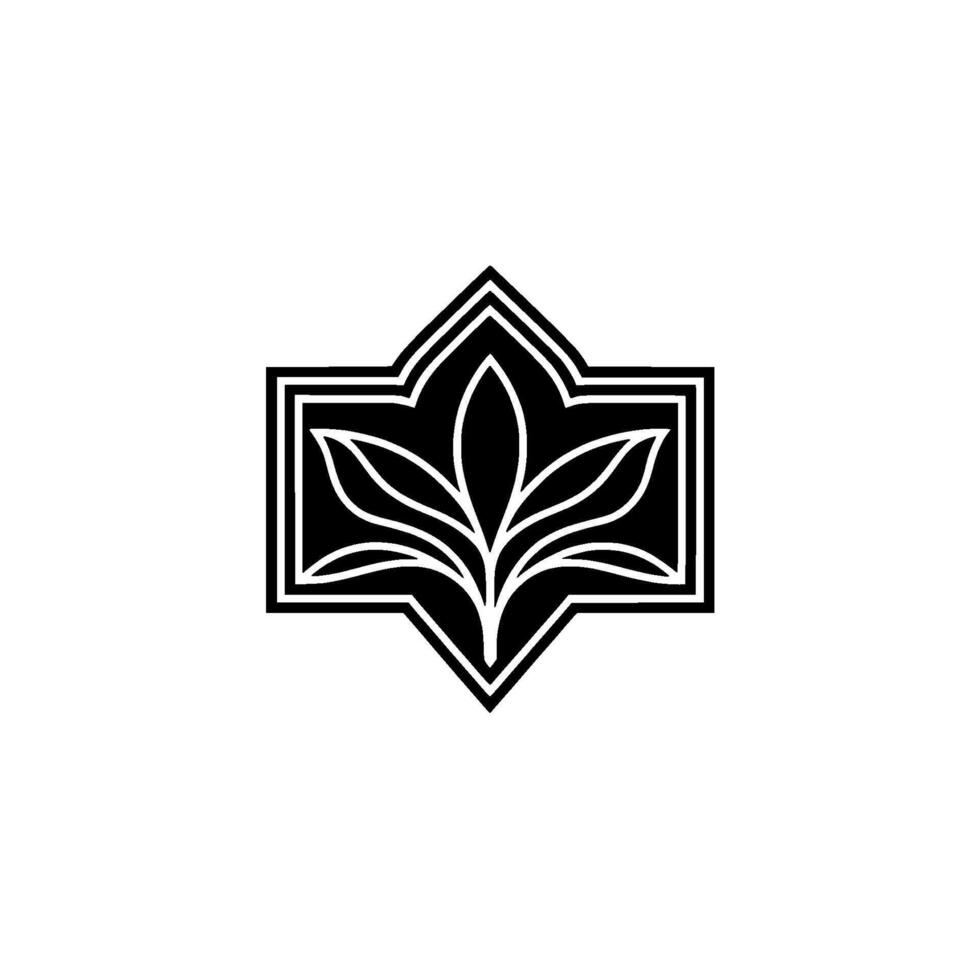 Geometric Leaf Emblem, Elegant Botanical vector